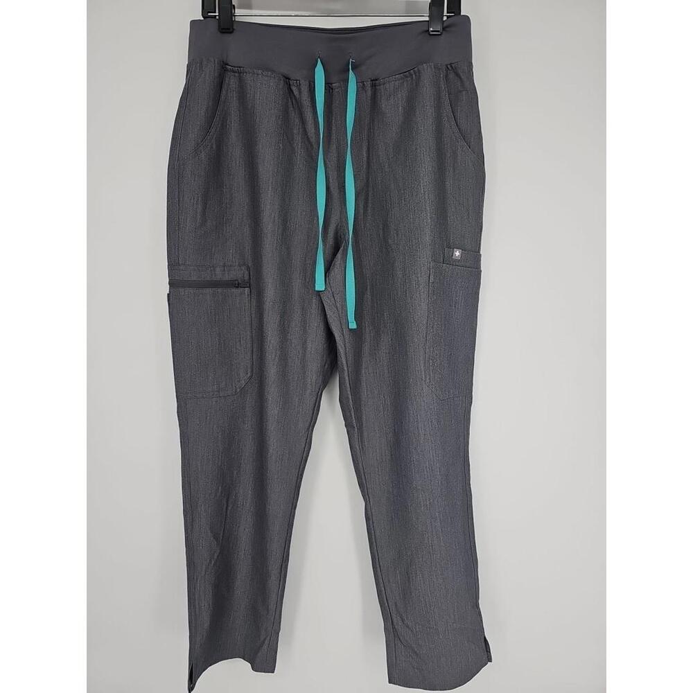 FIGS Technical Collection Zamora Jogger Scrub Pants Gray Aqua L/P‎